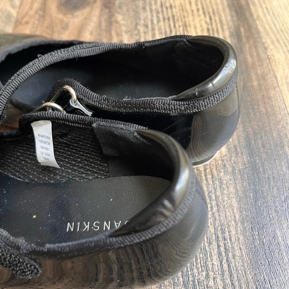 Danskin Girls Black Patent Mary Janes Tap Shoes with Velcro Strap